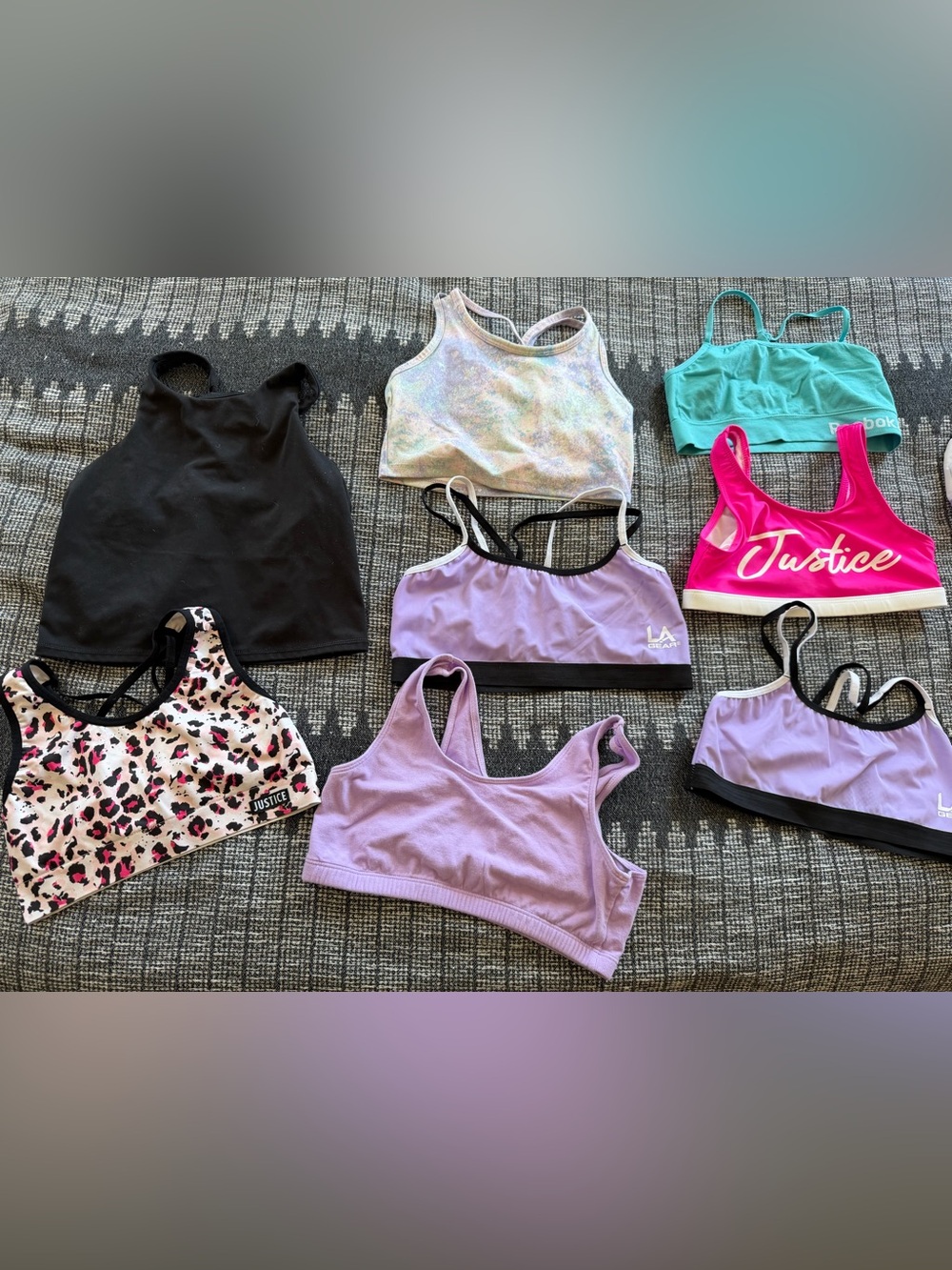 LA Gear, Justice, Reebok and Target Lavender and Pastel Sports Bra Bundle of 10!